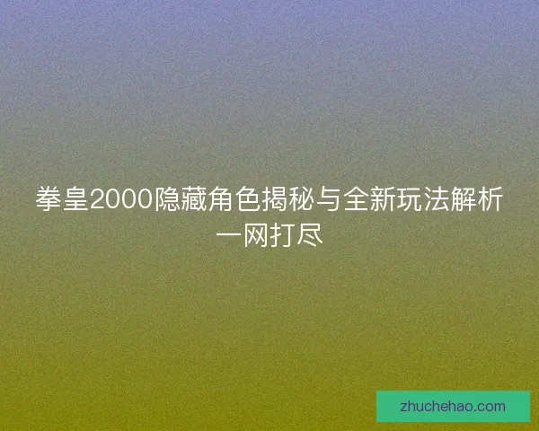 拳皇2000隐藏角色揭秘与全新玩法解析一网打尽