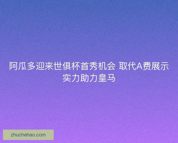 阿瓜多迎来世俱杯首秀机会 取代A费展示实力助力皇马