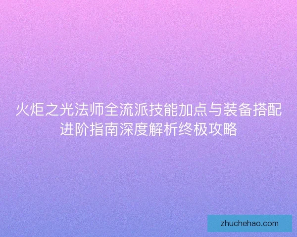 火炬之光法师全流派技能加点与装备搭配进阶指南深度解析终极攻略
