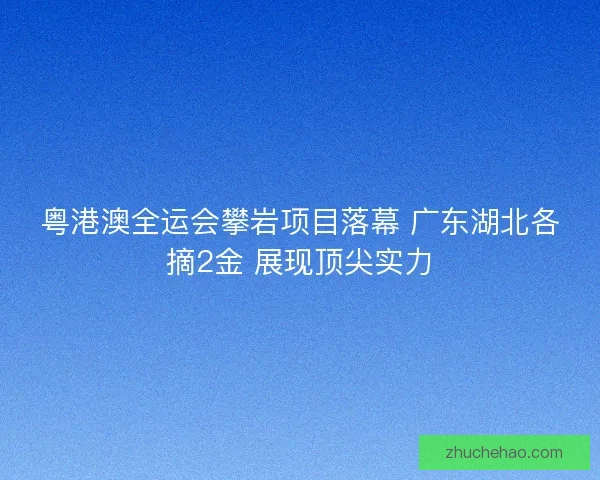 粤港澳全运会攀岩项目落幕 广东湖北各摘2金 展现顶尖实力